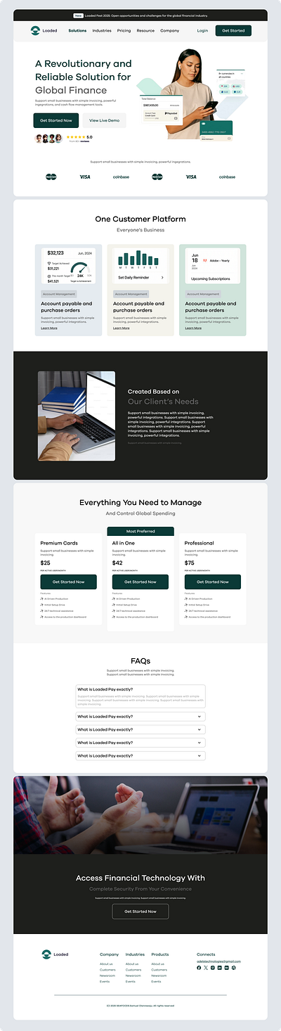 LoadedPay. Swift Payment Platform ecommerce figma interactiondesign landingpage microinteraction mobileapp mobileui onboarding productdesign responsivedesign ui uidesign uiux userinterface ux uxdesign webapp