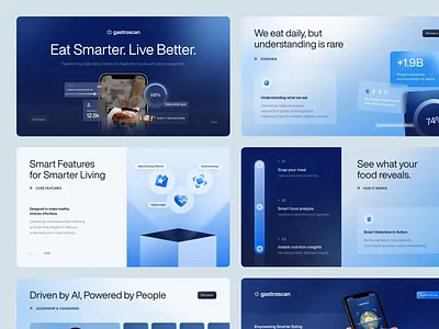 Gastroscan - AI-Based Food Recognition Pitch Deck ai ai scanner animate artificial intelligence b2b brand branding clean dipa inhouse fb food recocgnition food tech healthcare liquid glass minimalist modern design pitch deck saas startup visual identity