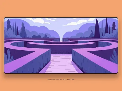 Isometric Purple Maze Landscape Illustration adventure app splash screen challenge conceptual art environment illustration isometric labyrinth landscape illustration lilac maze purple aesthetic puzzle strategy concept travel vector vector illustration wallpaper web xinyan