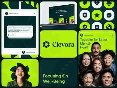 Clevora – Branding Identity for Mental Health Platform brand identity branding calm identity clean clevora collabora creative design health logo inspiration logo concept logo design mental health mental health platform minimal modern professional visual identity wellbeing design wellness branding