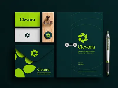 Clevora – Graphic Design for Mental Health Brand brand collateral branding calm design clean clevora creative design graphic design graphic system health branding identity inspiration mental health minimal modern print design professional stationery design visual identity wellness brand