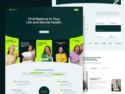 Clevora – Mental Health Landing Page Design branding clean clevora creative design digital experience health platform inspiration landing page mental health minimal modern professional ui design ui ux design user interface web design web interface website concept wellness landing page