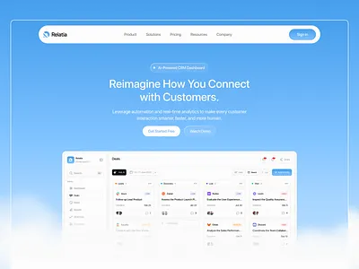 Relatia – CRM Landing Page clean crm dashboard landingpage minimalist saasdesign simple ui webdesign