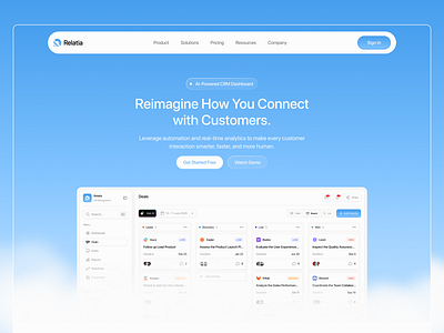 Relatia – CRM Landing Page clean crm dashboard landingpage minimalist saasdesign simple ui webdesign