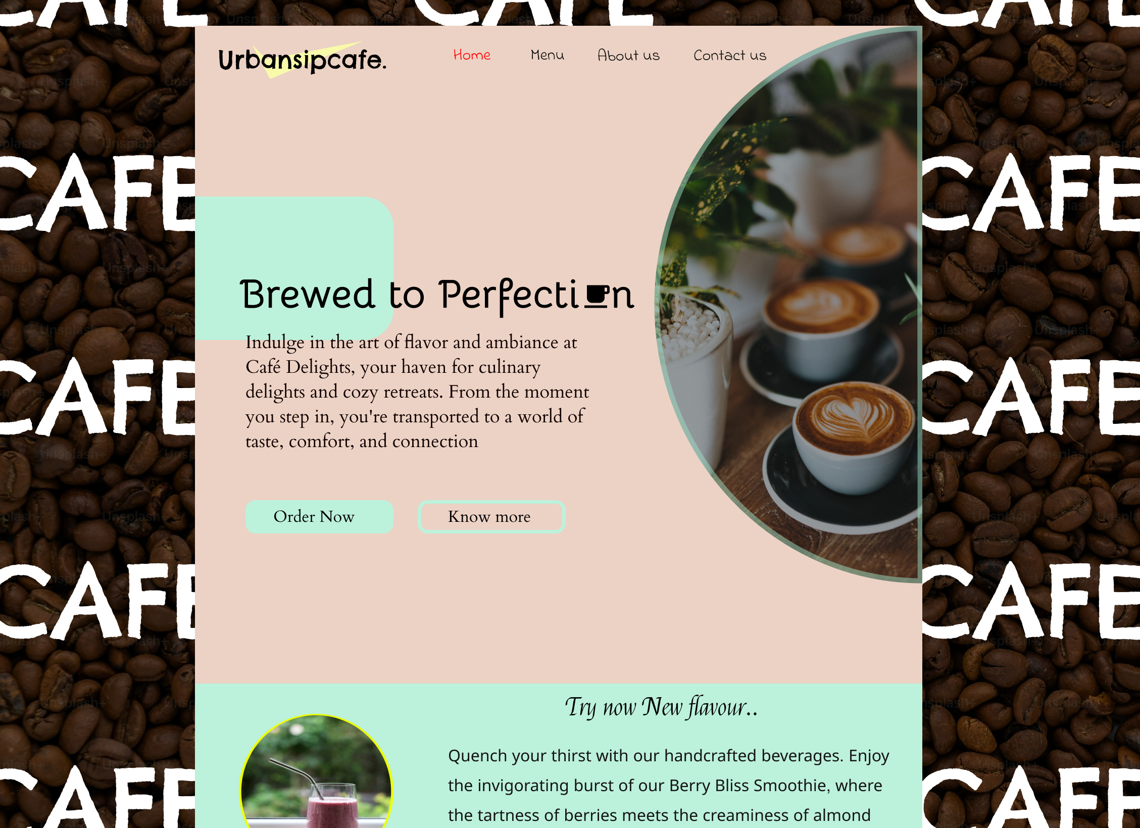 Urban Sip Cafe - Coffee Shop Website Design ☕ app branding cafe coffee design graphic design illustration logo typography ui urban ux vector