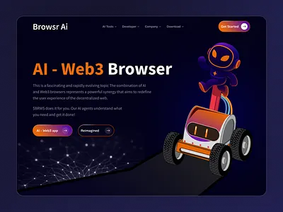 Browsr Ai — The Future of AI & Web3 Browsing ai ai agent ai browser ai landing page ai meme ai website app browser concept crypto crypto design dark ui finanace futuristic ui mobile ui design nft ai no code web3 design