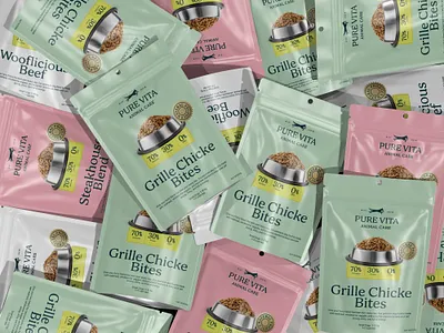 Pure Vita Pet Food Packaging Design animal care brand best packaging designer 2025 best packaging designer dribbble dog food packaging label design packaging design pet food pet food brand pet food care pet food packaging pet food pouch