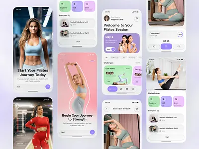 Pilates App UI — Wellness, Fitness & Mindful Movement Experience 2025 trends app design calm design fitness app design fitness tracker health app ui lifestyle app mobile mobile app pilates app ui ui design wellness app ui wellness tracker workout app yoga app design