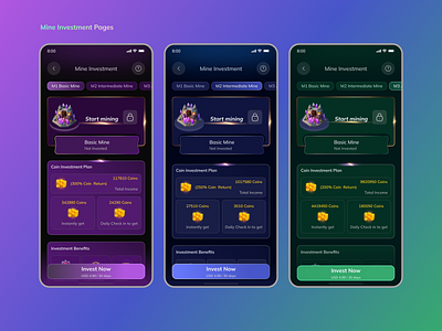 Gaming mine investment ui concept appconcept cryptogaming dribbbleshot esportsfunding gameinvestment gaming investmentplatform ui uiuxdesign