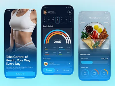 AI Health & Nutrition Tracker App UI — Smart Wellness Companion ai app design app design fitness app ui fitness tracker health app ui health tech health tracker app mobile mobile app nutrition app nutrition tracker smart health app ui design wellness app design wellness tracker