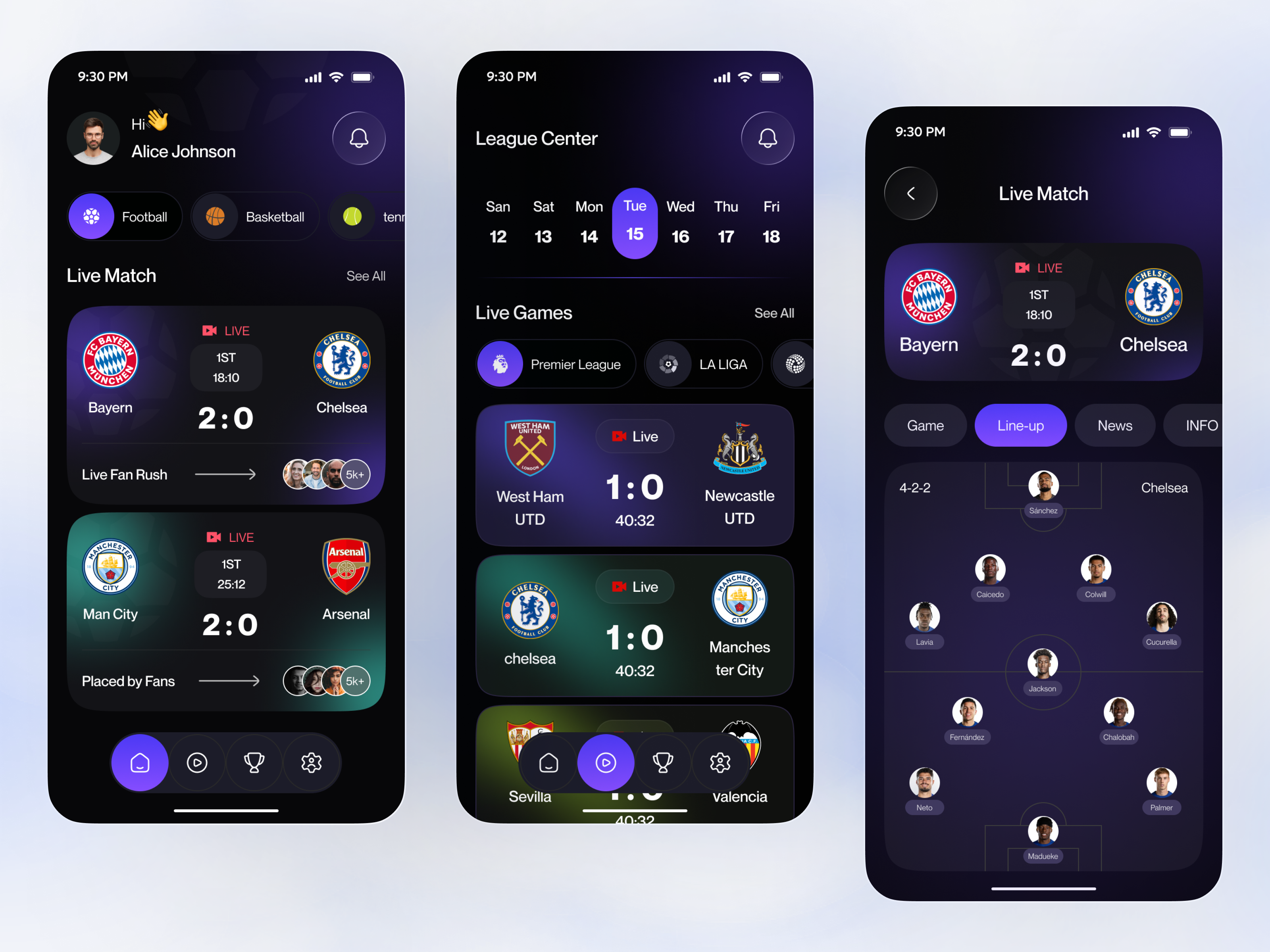 Example of Sports Mobile App Design