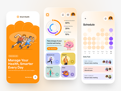 Smart Health App | Fitness & Wellness Tracking UI/UX Design 🧠🏃 activity tracker android app design app design diet app health care mobile app health tracker healthcare ui ios location tracking mobile app mobile health nutrition app popular scheduling page smart health smart health app tracking app ui ux virtual care wellness app