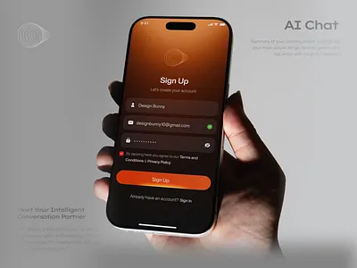 Sign Up Page UI ai ai application ai chat app ai design aichat aichatapp artificial intelligence design branding design graphic design ui uidesign ux
