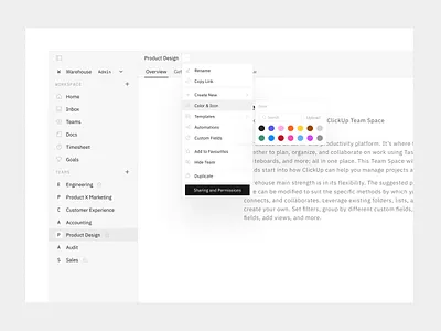 Color Options Dropdown design saas ui ui design ux ux design