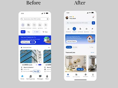 Property Listing App- UI Re-Design app app design app ui before and after design branding graphic design listing app property app property listing app ui uiux uiux design user interface ux ux design web design