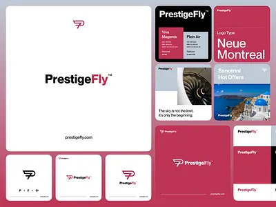PrestigeFly Logo Design branding color palette design kit flight logo logo design ticketing typography
