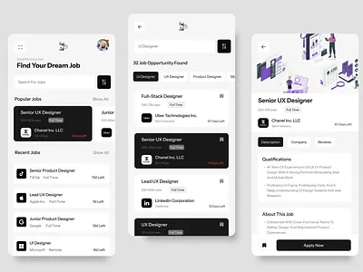 Job Finding App UI app design app designing app screen job app screens app ui application design job app job app ui job apps job finding app job search app job ui ui ui design uiux user interface ux ux design