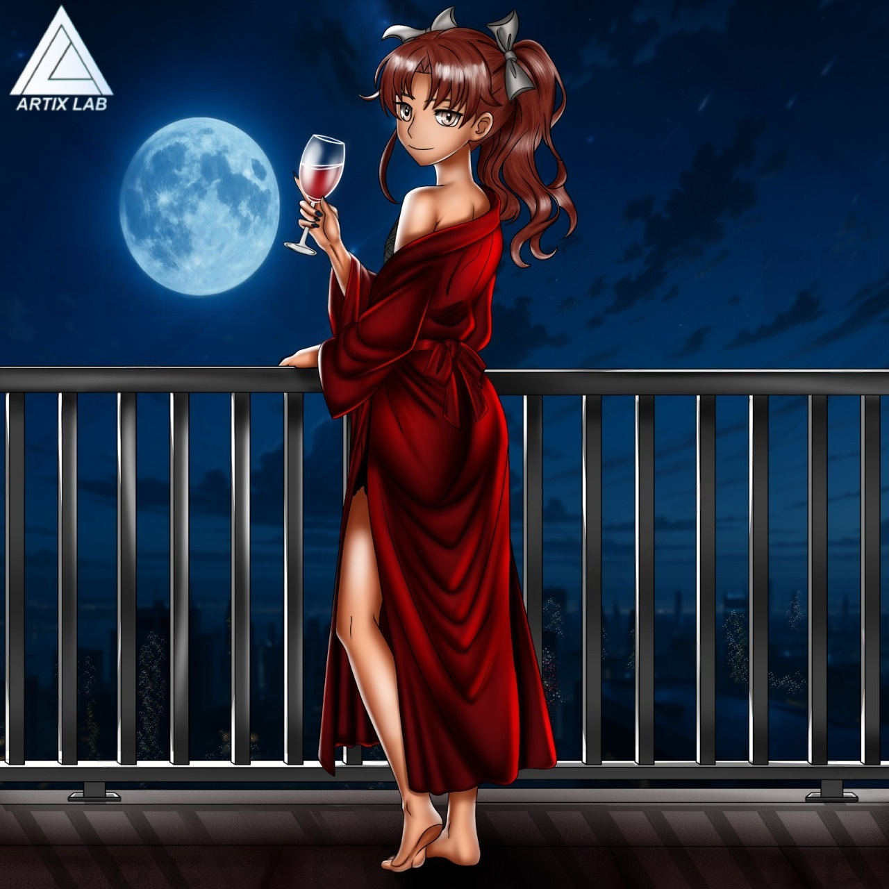 Whispers Beneath the Moon" animeaesthetic animeartist animedrawing animeillustration animelover animevibes animeworld artixlab artoftheday beautifulanime mangastyle moonlightart otakuart redkimono waifuart