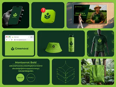 "Greenova" Logo Branding Design (Unused) agriculture best branding design brandidentity branding clean logo corporate logo custom logo design farming full branding graphic design green logo logo logo branding logo design logos logotipo logotype minimal modern logo