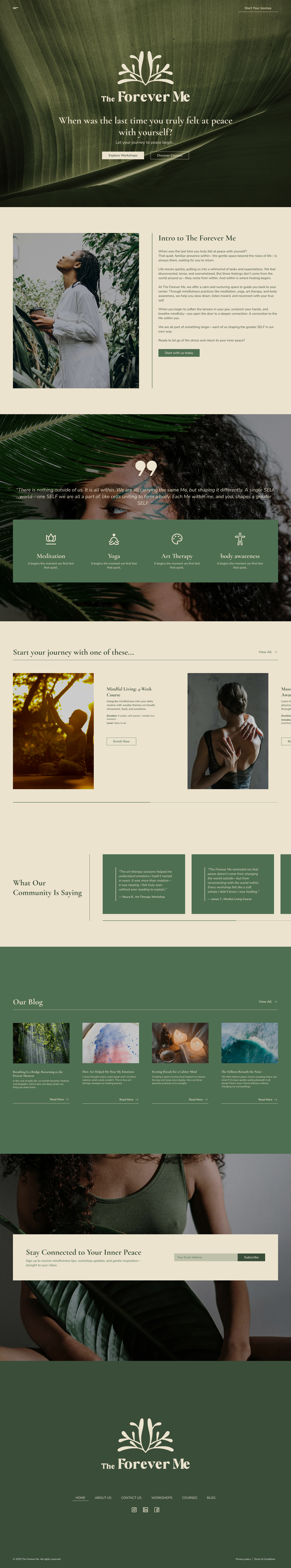 The ForeverMe-Website beige calm calming figma green meditation nature ui ux yoga