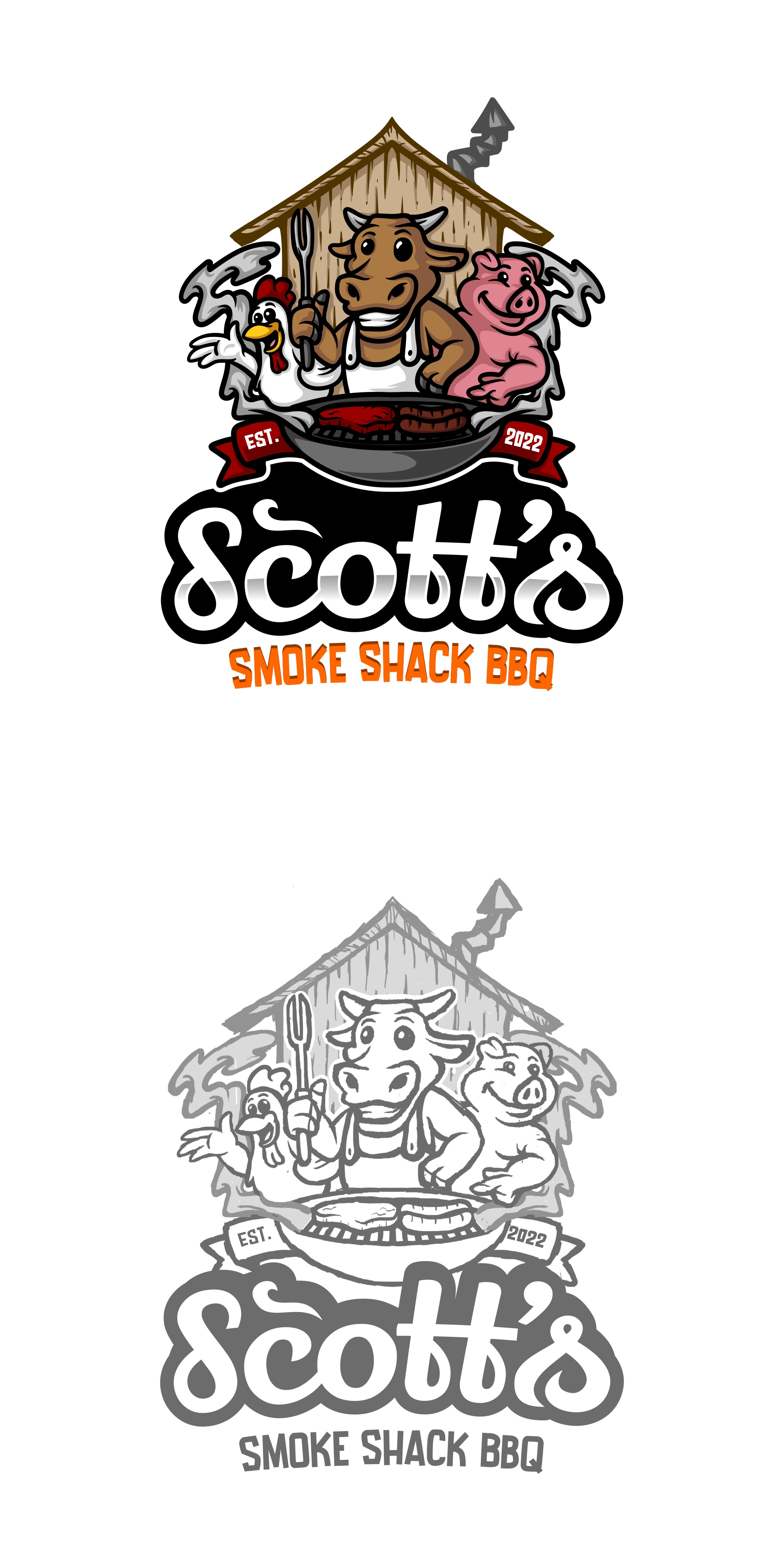 Scott's Smoke Shack BBQ bbq beef cartoon chicken cooked cookery cooking delicious dinner dish food grill grilled illustration kitchen meal meat pork meat protein savoury