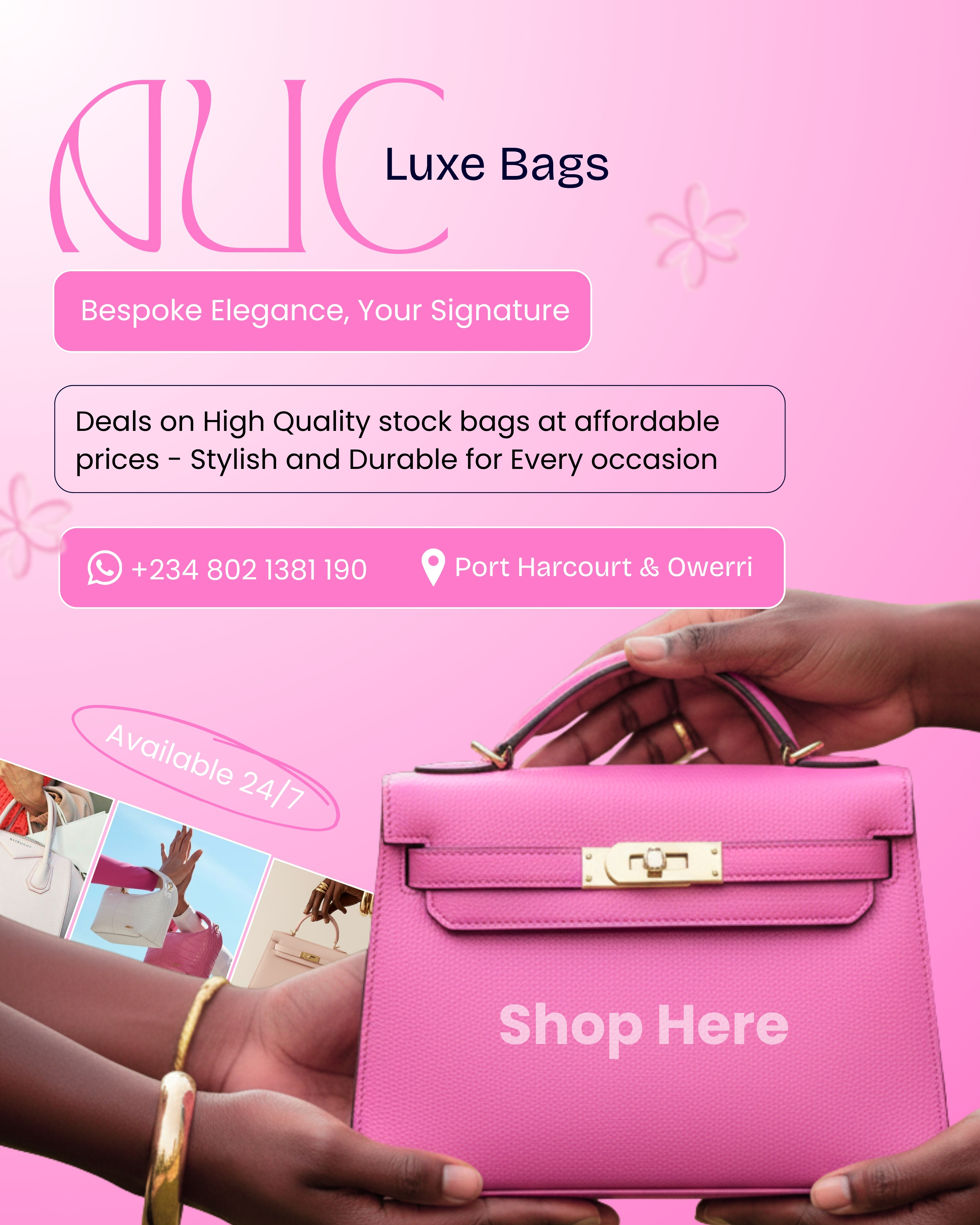 AUC Luxe Bags - Luxury Brand Social Media Design dtc design flyer design graphic design marketing design social media designs