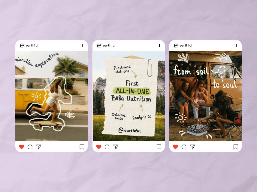 Earthful / Social media design adventurous brand design branding custom illustration design earthy graphic design hand drawn illustration instagram logo natural post social media