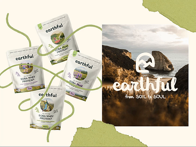 Earthful / Packaging branding custom illustration design earthy fitness food and beverage graphic design hand drawn illustration logo nature packaging packaging design pouch bag supplement wellness