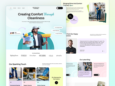 Home Cleaning Service Website agency application booking business website clean cleaning featured home home cleaning home cleaning service homepage interface landing page minimal service booking web app web design web designer webflow wix