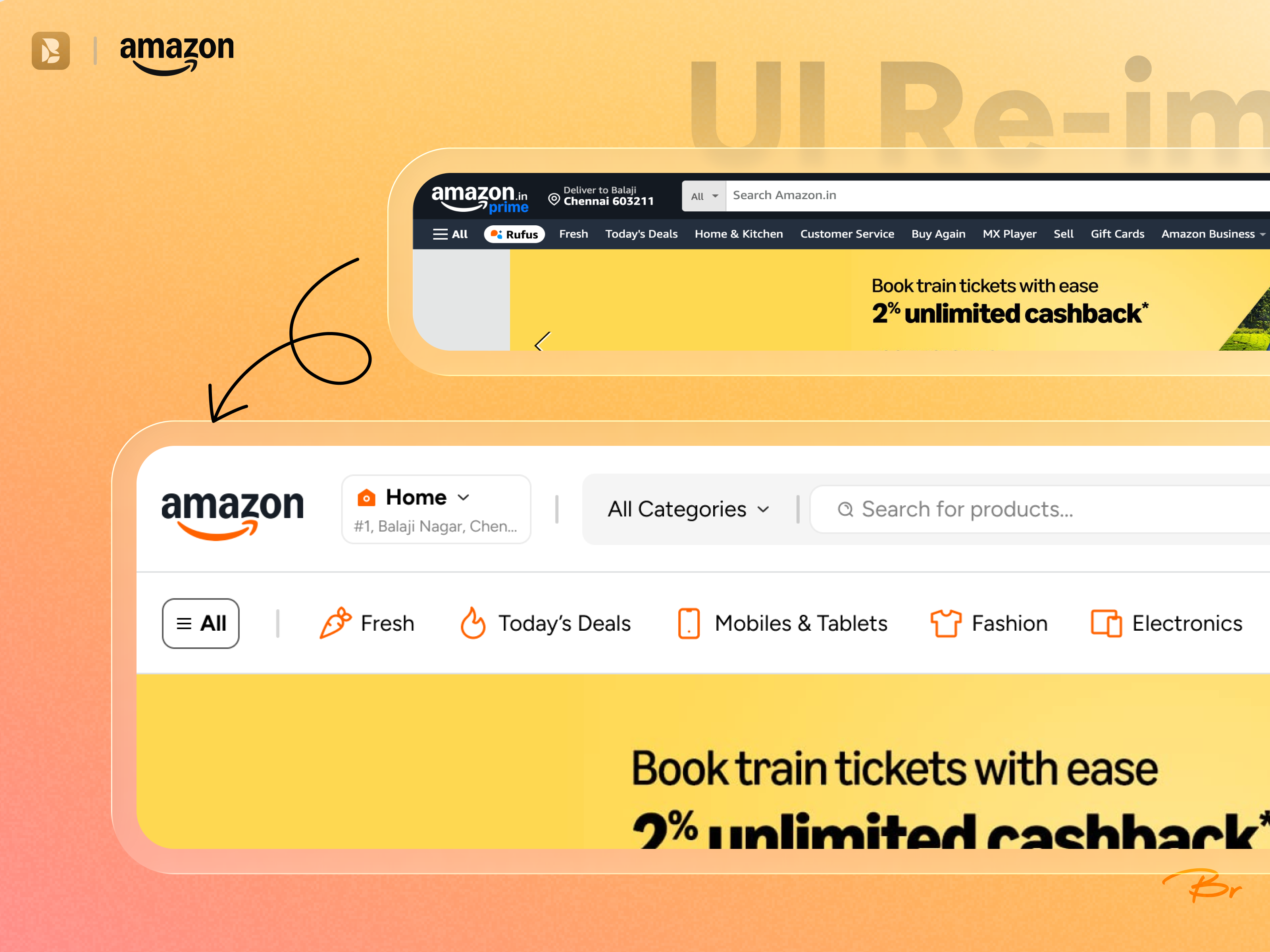 Amazon Web UI Header — A Modern Refresh amazon cart designsystem ecommerce header navbar productdesign search bar uidesign uxdesign webdesign