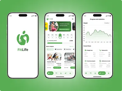 FitLife - Smart Fitness and Nutrition App ai fitness app ai fitness coach chart ui coaching app diet app fitness companion app fitness metric fitness mobile app fitness score mobile app modern smart fitness smart workout ui ui design wellness app