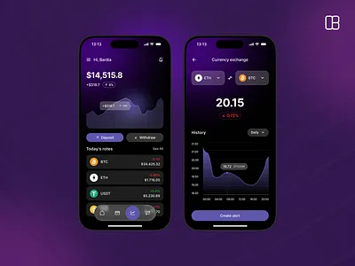 Crypto Trading App UI app app design app ui bitcoin crypto crypto app crypto service crypto trading cryptocurrency dark dark mode defi finance finance app mobile app modern stock market trade ui ux