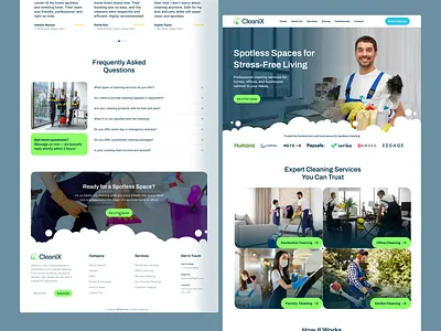 Cleaning Janitorial Maid Services Company Website UI Design branding clean and modern ui design cleaning service figma intuitive website janitor janitorial service company landing page modern website office cleaning service provider peno lab service service based company startup ui design user friendly website web design webflow website design