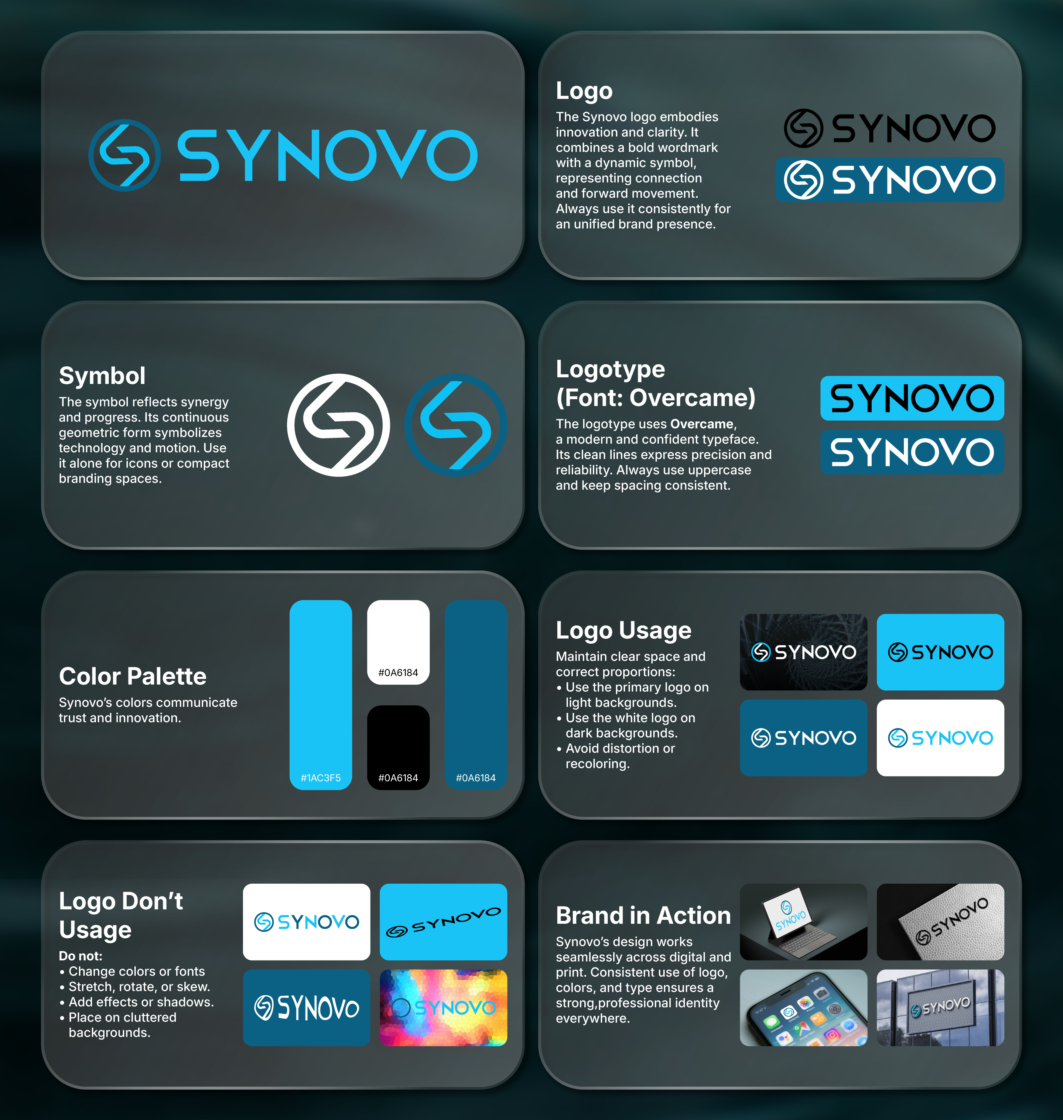 Synergy in Motion: The SYNOVO Brand Identity brand identity brand logo brand mark branding corporate branding customtype identity logo logo design logomark logotype tech branding typeface visual identity wordmark