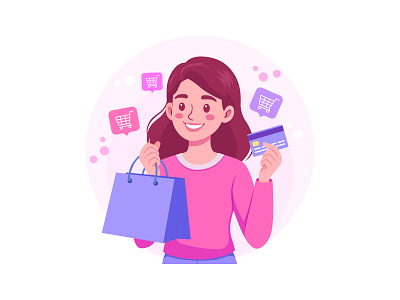 Seamless Digital Payment & E-commerce Shopping - Vector Illustra adobe illustrator app illustration branding character design consumer credit card design system digital payment e commerce fintech flat design flat illustration illustration modern online shopping retail transaction vector vector illustration web design