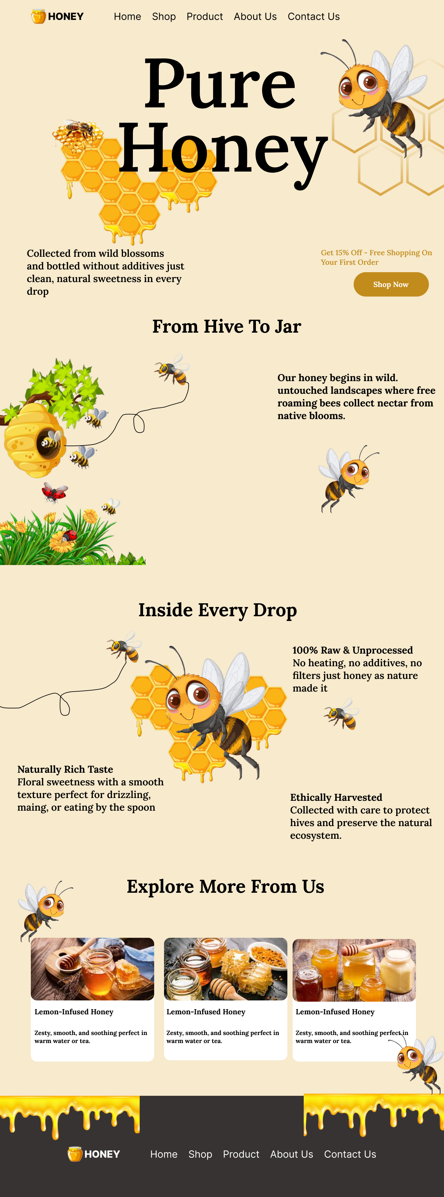 Honey Bee Honey Website Design bestdesigns honeybeetheme kidswebsitedesign ui uiuxdesign uniquedesign webdesign