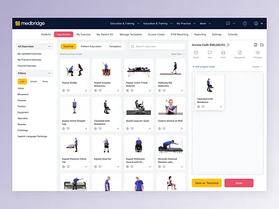 Exercise Builder UI Redesign accessible ui clean interface dashboard redesign exercise builder ui figma design healthtech ui medical software modern ui ux product redesign productivity tool saas dashboard search ui ux case study user centered design web app design workflow optimization