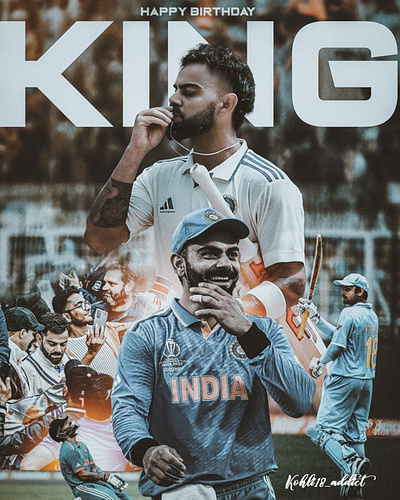 King Kohli: The Unmatched Intensity branding graphic design graphic designer logo logo design photo manipulation photoshop poster design social media poster design
