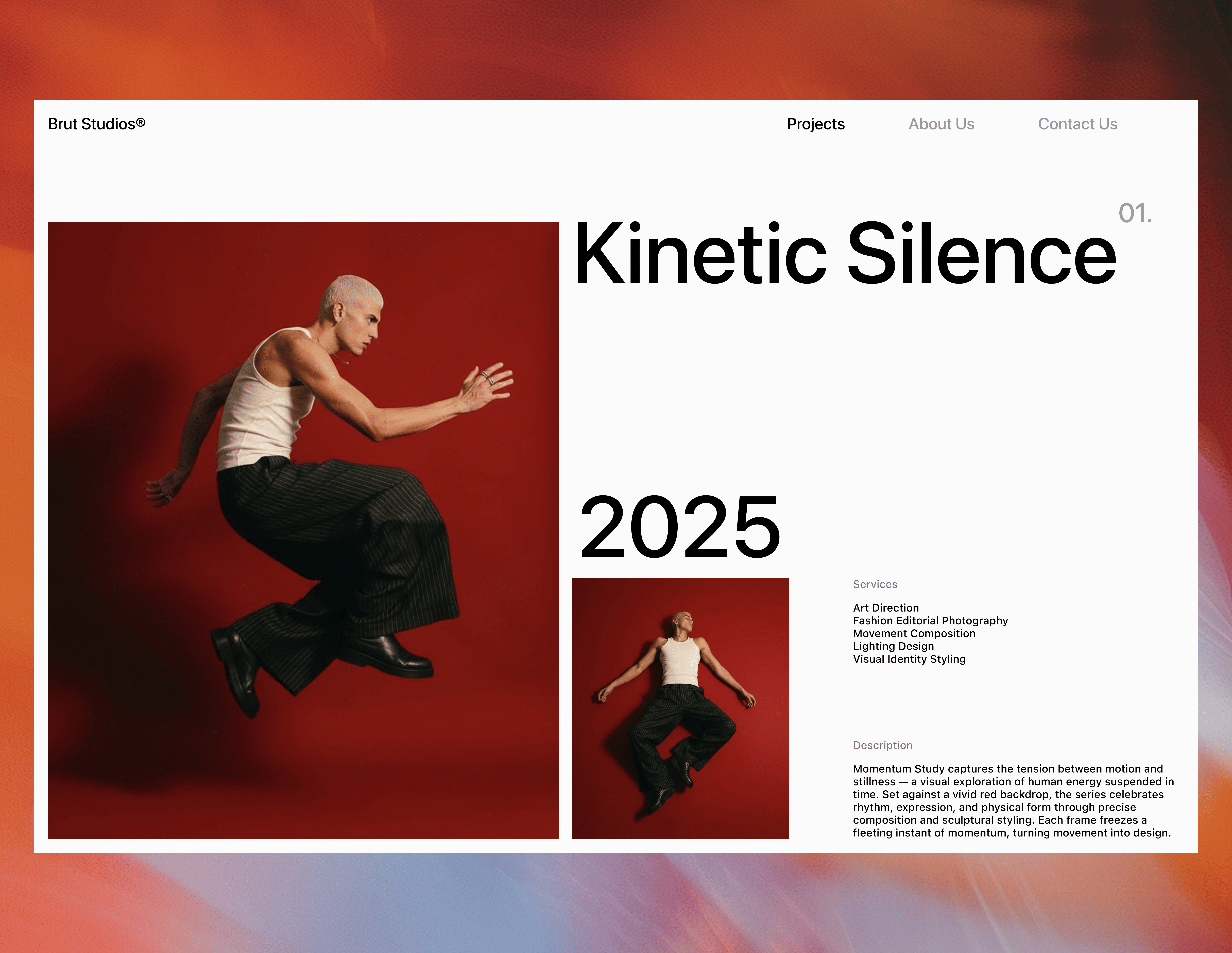 Brut Studios - Projects Page agency landing page ai branding design studio hero design studio projects graphic design minimal minimal hero minimal landing page minimalistic minimalistic landing page minimalistic project page minimalistic website ui web design