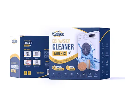 WEEOO Dishwasher Cleaner Tablets Packaging box design amazon background box box design brand design branding clean design design ebc graphic design illustration logo package design packaging design print design product box product package product packaging
