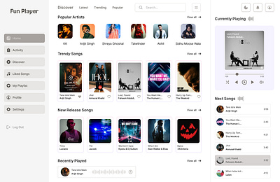 Fun Player – Music Streaming UI/UX Design branding dashboard designer marketing product design saas saas dashboard saas design saas landing page saas product ui uiux ux