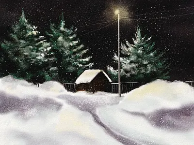 Watercolor winter landscape christmas drawing forest hand drawn hand painted holiday illustration night snow watercolor watercolor landscape winter winter illistration winter landscape winter night