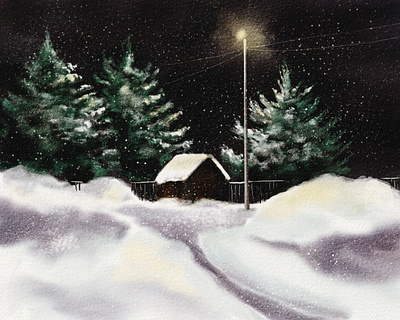 Watercolor winter landscape christmas drawing forest hand drawn hand painted holiday illustration night snow watercolor watercolor landscape winter winter illistration winter landscape winter night