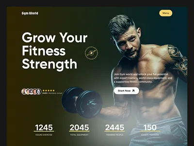 Gym World—Fitness Website Design blog design blog page design clean design design trend fitness branding fitness web site gym website gym website design health and wellness home page landing page design ui uiux user interface website wordpress