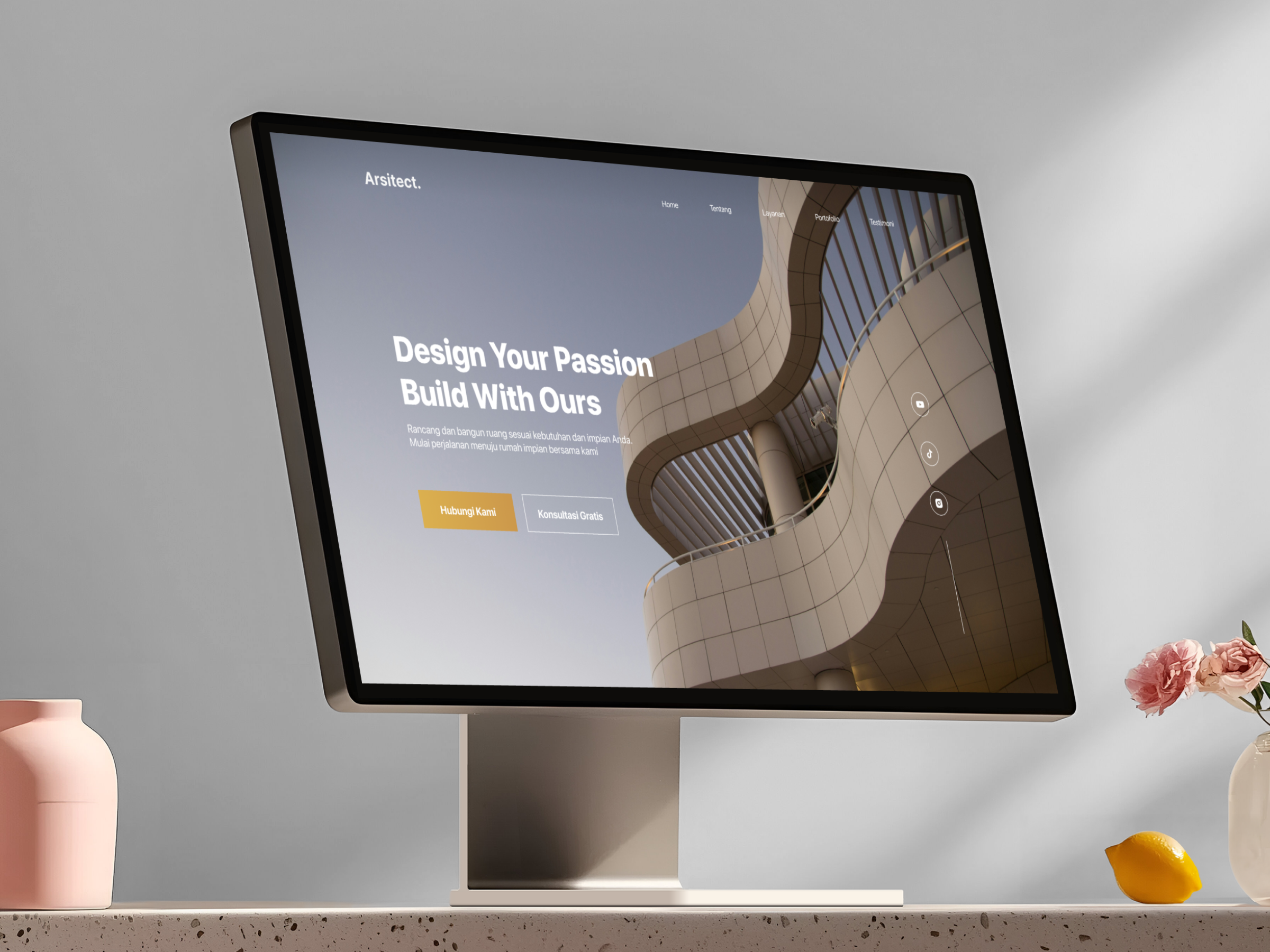Architect - Real Estate Landing Page architect brown building contractor cream elegant hotel landingpage real estate ui ux website