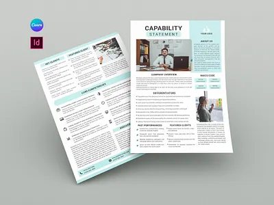 Capability Statement agency business capabilities capability statement client company construction corporate design executive summary federal federal market flyer layout professional project proposal report template vector