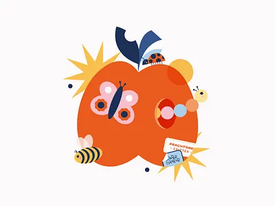 Critter adobe illustrator bee blue botanical butterfly caterpillar digital art illustration ladybug nature pink red vector art yellow