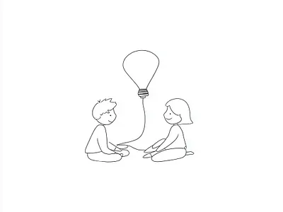 illustration of two children sitting together childern illustration minimal pen drawing