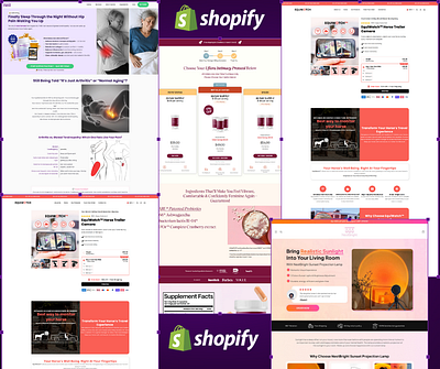 Shopify landing page and product page design design gempages illustration landing page pagefly replo shopify shopify developer shopify landing page ui