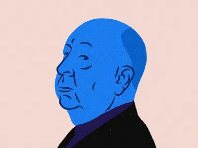 Alfred Hitchcock (Reworked blue version) alfred hitchcock character character design cinema digital art drawing editorial film graphic art graphic design horror illustration movie portrait portrait art print tv vector